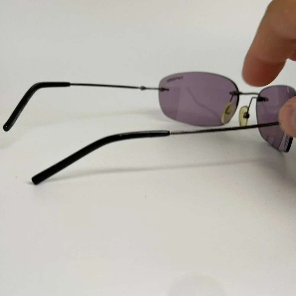Tifosi Fade T-F830 Rimless Sunglasses Purple Tint Lens Sport Wrap Metallic Frame